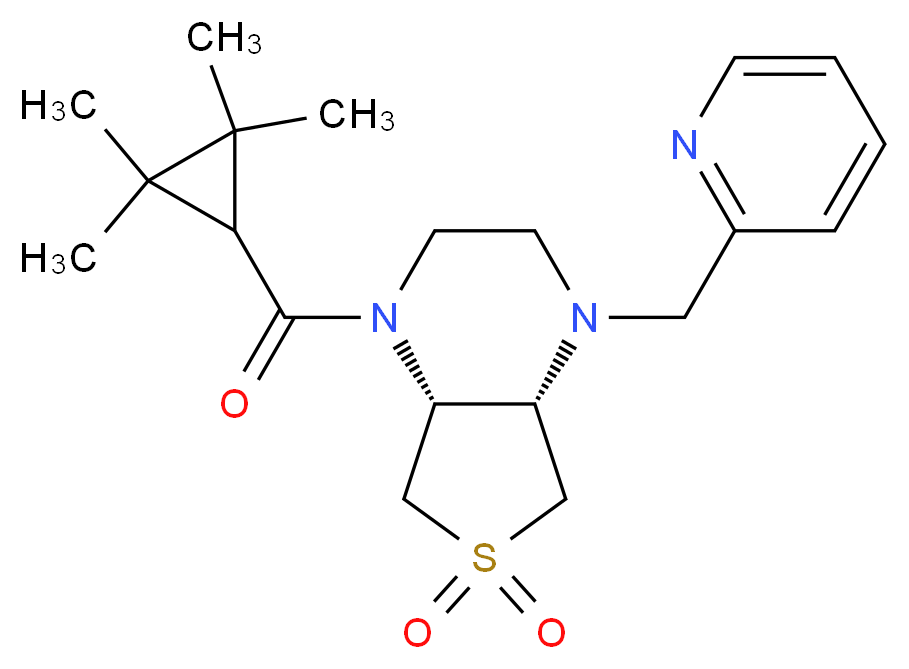 (4aR*,7aS*)-1-(2-pyridinylmethyl)-4-[(2,2,3,3-tetramethylcyclopropyl)carbonyl]octahydrothieno[3,4-b]pyrazine 6,6-dioxide_Molecular_structure_CAS_)