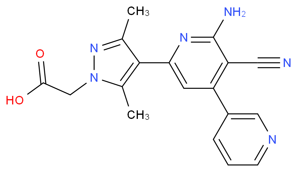 [4-(6'-amino-5'-cyano-3,4'-bipyridin-2'-yl)-3,5-dimethyl-1H-pyrazol-1-yl]acetic acid_Molecular_structure_CAS_)