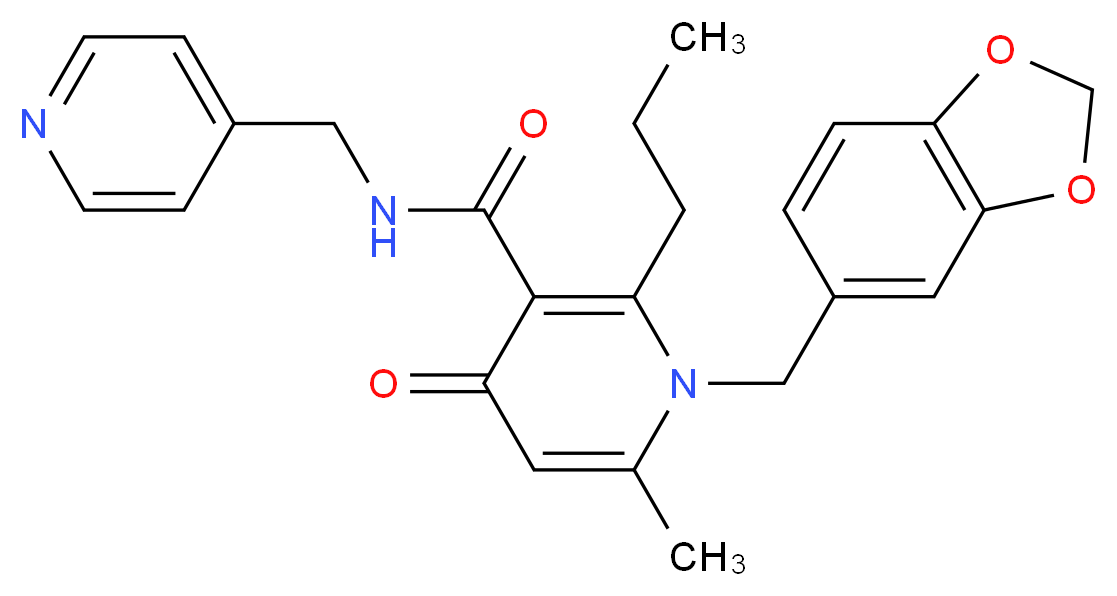 1-(1,3-benzodioxol-5-ylmethyl)-6-methyl-4-oxo-2-propyl-N-(4-pyridinylmethyl)-1,4-dihydro-3-pyridinecarboxamide_Molecular_structure_CAS_)