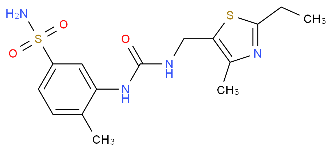3-[({[(2-ethyl-4-methyl-1,3-thiazol-5-yl)methyl]amino}carbonyl)amino]-4-methylbenzenesulfonamide_Molecular_structure_CAS_)