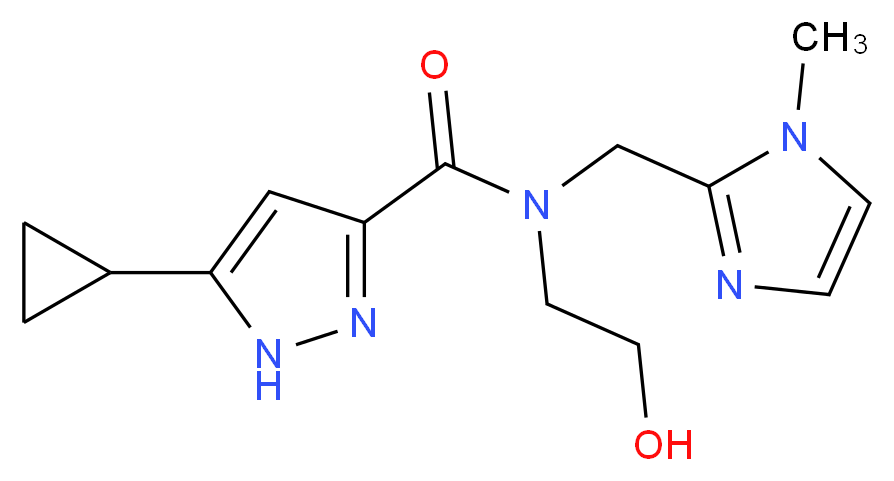5-cyclopropyl-N-(2-hydroxyethyl)-N-[(1-methyl-1H-imidazol-2-yl)methyl]-1H-pyrazole-3-carboxamide_Molecular_structure_CAS_)