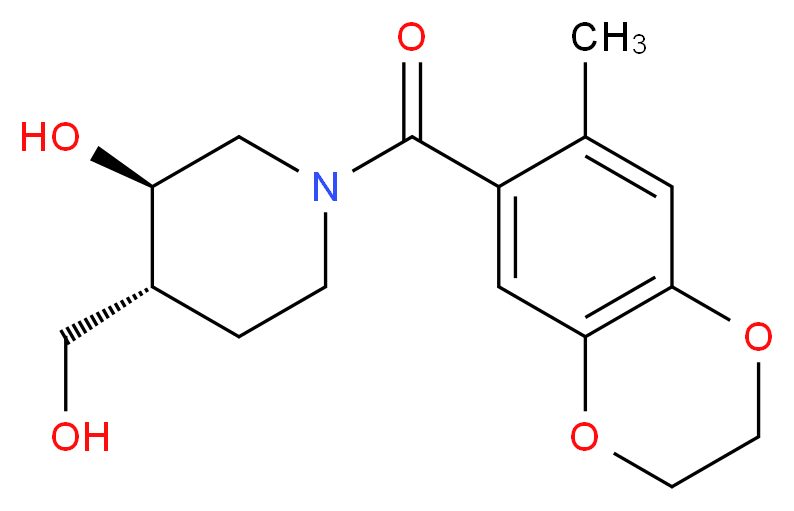 (3R*,4R*)-4-(hydroxymethyl)-1-[(7-methyl-2,3-dihydro-1,4-benzodioxin-6-yl)carbonyl]-3-piperidinol_Molecular_structure_CAS_)