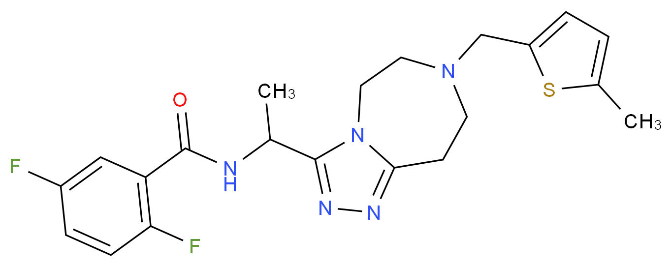 2,5-difluoro-N-(1-{7-[(5-methyl-2-thienyl)methyl]-6,7,8,9-tetrahydro-5H-[1,2,4]triazolo[4,3-d][1,4]diazepin-3-yl}ethyl)benzamide_Molecular_structure_CAS_)
