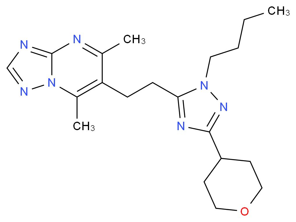 6-{2-[1-butyl-3-(tetrahydro-2H-pyran-4-yl)-1H-1,2,4-triazol-5-yl]ethyl}-5,7-dimethyl[1,2,4]triazolo[1,5-a]pyrimidine_Molecular_structure_CAS_)