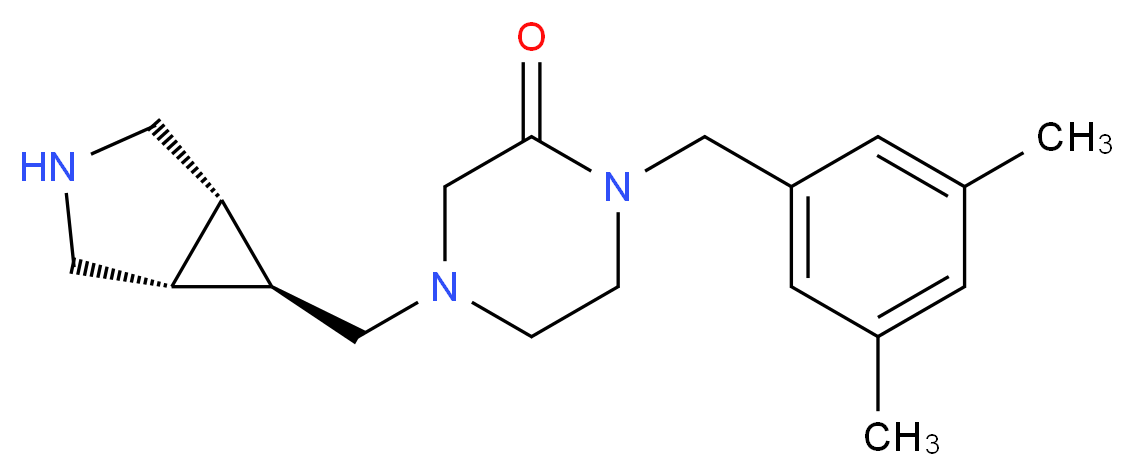 4-[(1R*,5S*,6r)-3-azabicyclo[3.1.0]hex-6-ylmethyl]-1-(3,5-dimethylbenzyl)-2-piperazinone_Molecular_structure_CAS_)