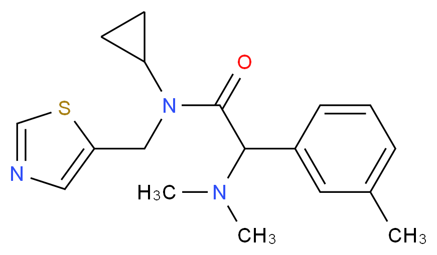 N-cyclopropyl-2-(dimethylamino)-2-(3-methylphenyl)-N-(1,3-thiazol-5-ylmethyl)acetamide_Molecular_structure_CAS_)