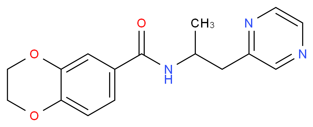 N-[1-methyl-2-(2-pyrazinyl)ethyl]-2,3-dihydro-1,4-benzodioxine-6-carboxamide_Molecular_structure_CAS_)