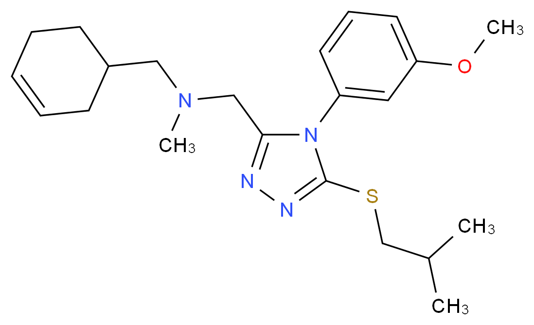 (3-cyclohexen-1-ylmethyl){[5-(isobutylthio)-4-(3-methoxyphenyl)-4H-1,2,4-triazol-3-yl]methyl}methylamine_Molecular_structure_CAS_)
