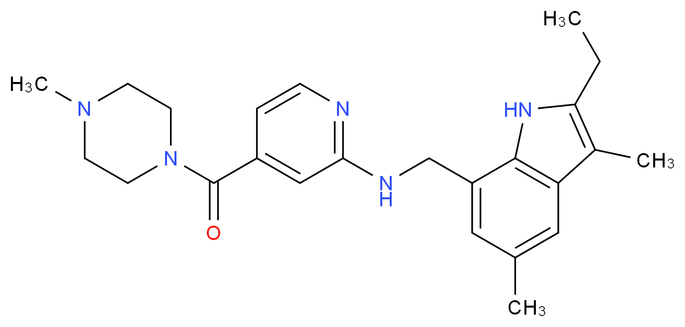N-[(2-ethyl-3,5-dimethyl-1H-indol-7-yl)methyl]-4-[(4-methylpiperazin-1-yl)carbonyl]pyridin-2-amine_Molecular_structure_CAS_)