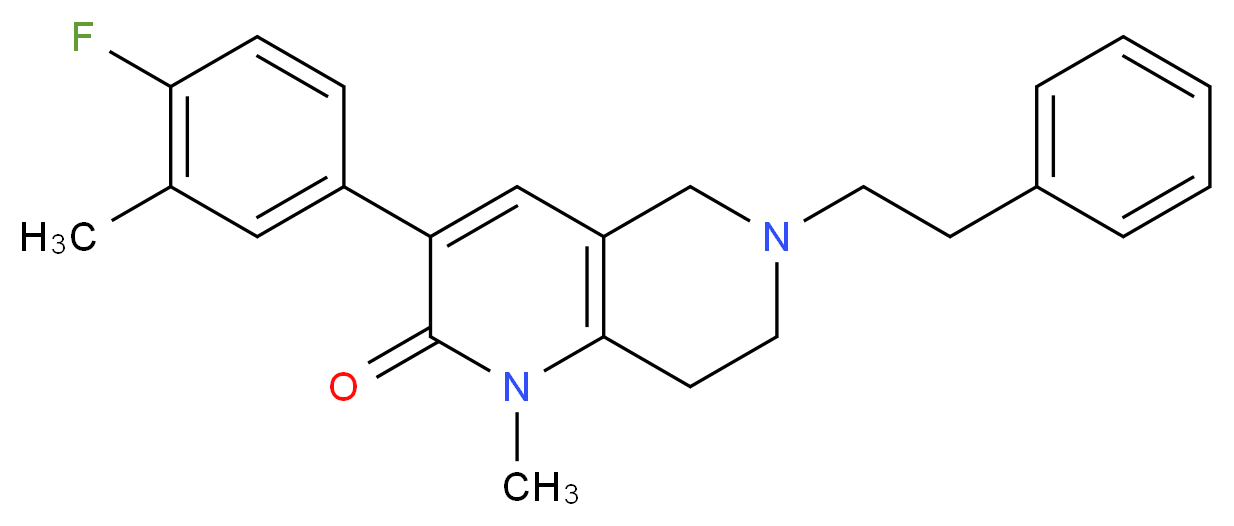 3-(4-fluoro-3-methylphenyl)-1-methyl-6-(2-phenylethyl)-5,6,7,8-tetrahydro-1,6-naphthyridin-2(1H)-one_Molecular_structure_CAS_)