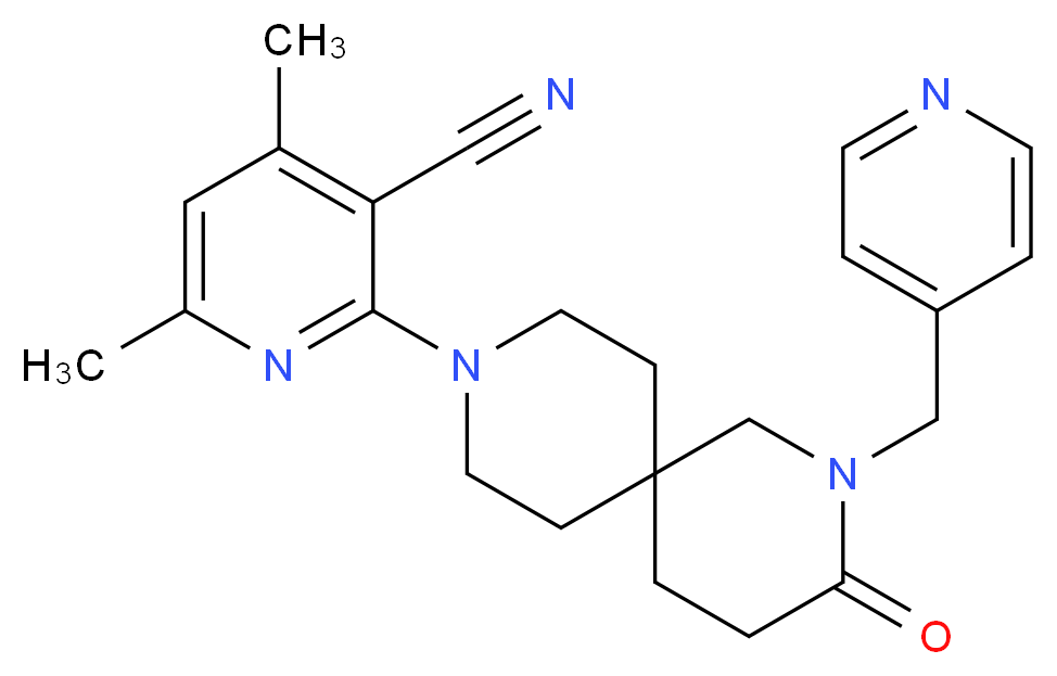 4,6-dimethyl-2-[3-oxo-2-(pyridin-4-ylmethyl)-2,9-diazaspiro[5.5]undec-9-yl]nicotinonitrile_Molecular_structure_CAS_)