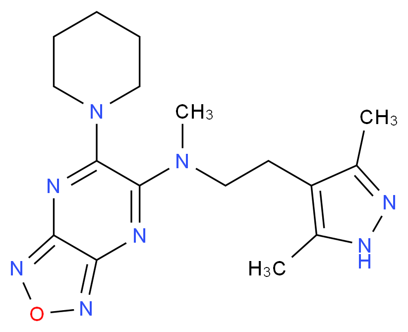 N-[2-(3,5-dimethyl-1H-pyrazol-4-yl)ethyl]-N-methyl-6-(1-piperidinyl)[1,2,5]oxadiazolo[3,4-b]pyrazin-5-amine_Molecular_structure_CAS_)