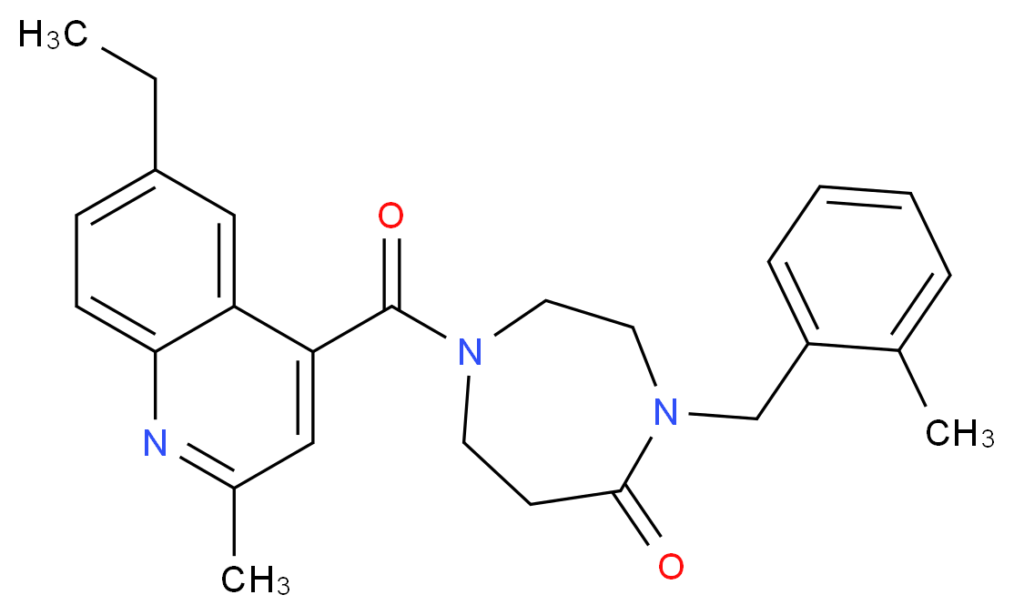 1-[(6-ethyl-2-methyl-4-quinolinyl)carbonyl]-4-(2-methylbenzyl)-1,4-diazepan-5-one_Molecular_structure_CAS_)