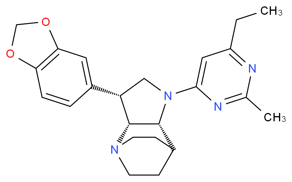 (3R*,3aR*,7aR*)-3-(1,3-benzodioxol-5-yl)-1-(6-ethyl-2-methylpyrimidin-4-yl)octahydro-4,7-ethanopyrrolo[3,2-b]pyridine_Molecular_structure_CAS_)
