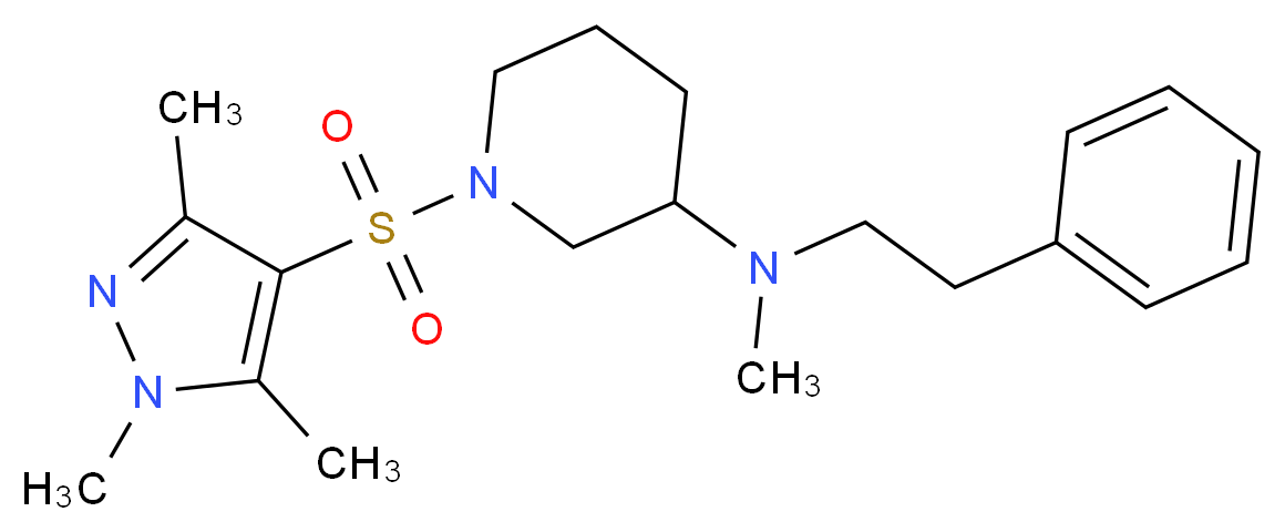 N-methyl-N-(2-phenylethyl)-1-[(1,3,5-trimethyl-1H-pyrazol-4-yl)sulfonyl]-3-piperidinamine_Molecular_structure_CAS_)