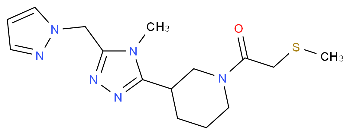 3-[4-methyl-5-(1H-pyrazol-1-ylmethyl)-4H-1,2,4-triazol-3-yl]-1-[(methylthio)acetyl]piperidine_Molecular_structure_CAS_)