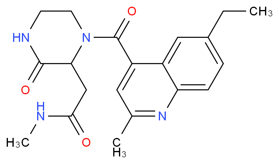 2-{1-[(6-ethyl-2-methyl-4-quinolinyl)carbonyl]-3-oxo-2-piperazinyl}-N-methylacetamide_Molecular_structure_CAS_)