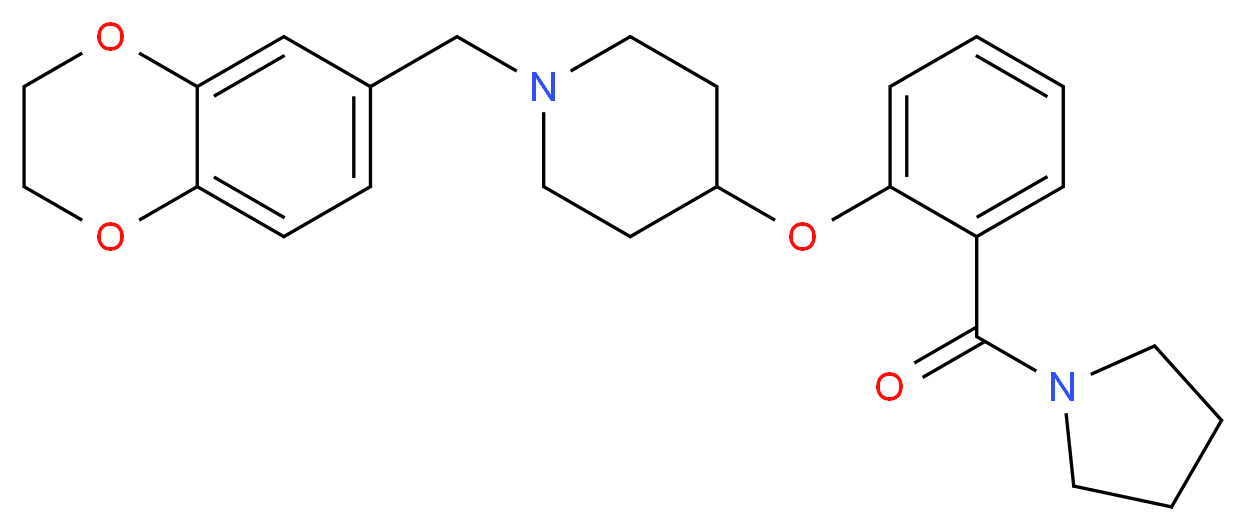 1-(2,3-dihydro-1,4-benzodioxin-6-ylmethyl)-4-[2-(1-pyrrolidinylcarbonyl)phenoxy]piperidine_Molecular_structure_CAS_)