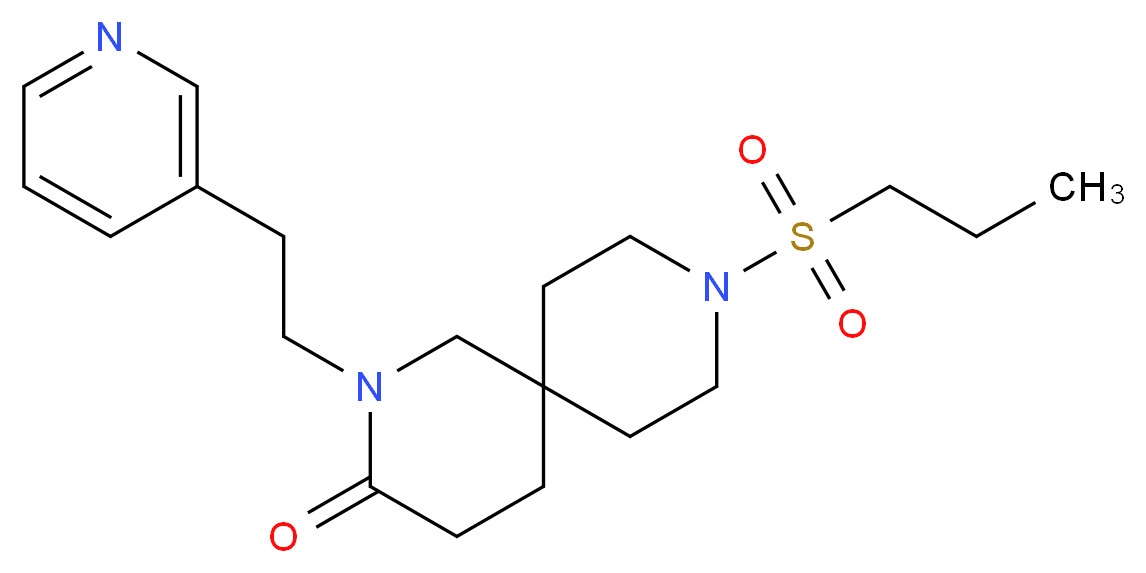 9-(propylsulfonyl)-2-(2-pyridin-3-ylethyl)-2,9-diazaspiro[5.5]undecan-3-one_Molecular_structure_CAS_)