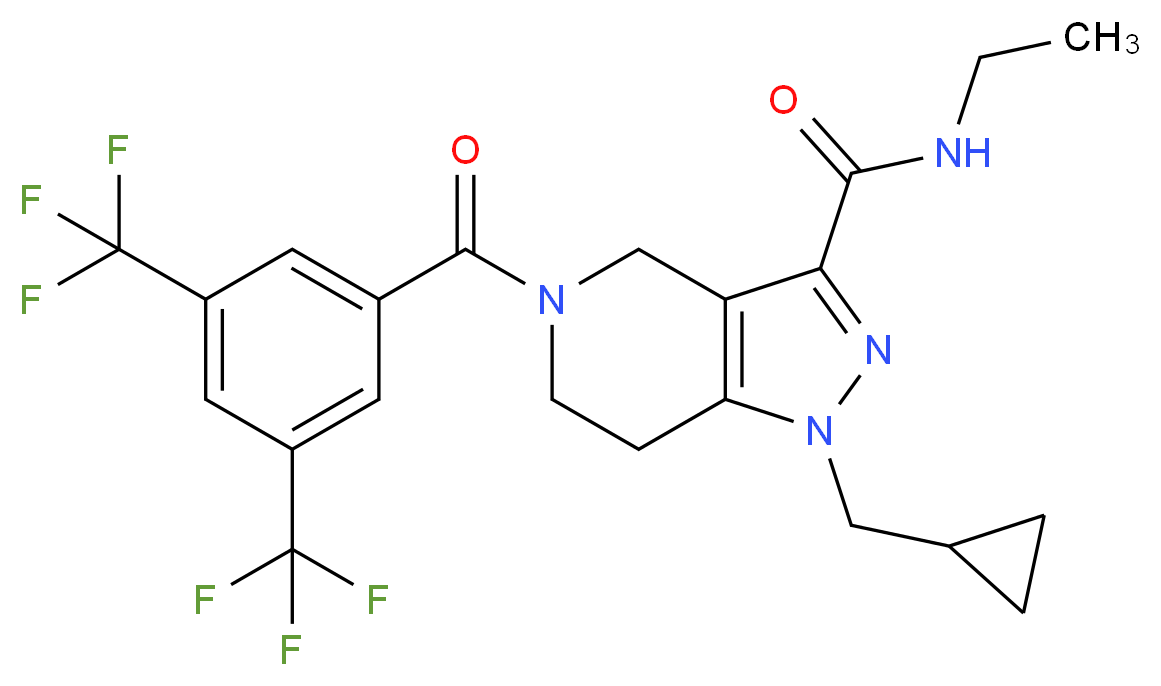 5-[3,5-bis(trifluoromethyl)benzoyl]-1-(cyclopropylmethyl)-N-ethyl-4,5,6,7-tetrahydro-1H-pyrazolo[4,3-c]pyridine-3-carboxamide_Molecular_structure_CAS_)