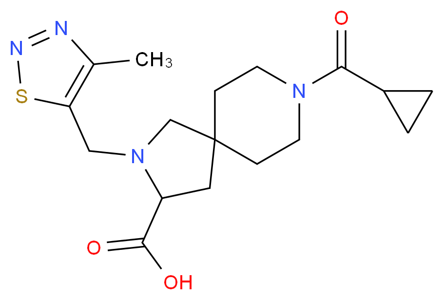 8-(cyclopropylcarbonyl)-2-[(4-methyl-1,2,3-thiadiazol-5-yl)methyl]-2,8-diazaspiro[4.5]decane-3-carboxylic acid_Molecular_structure_CAS_)