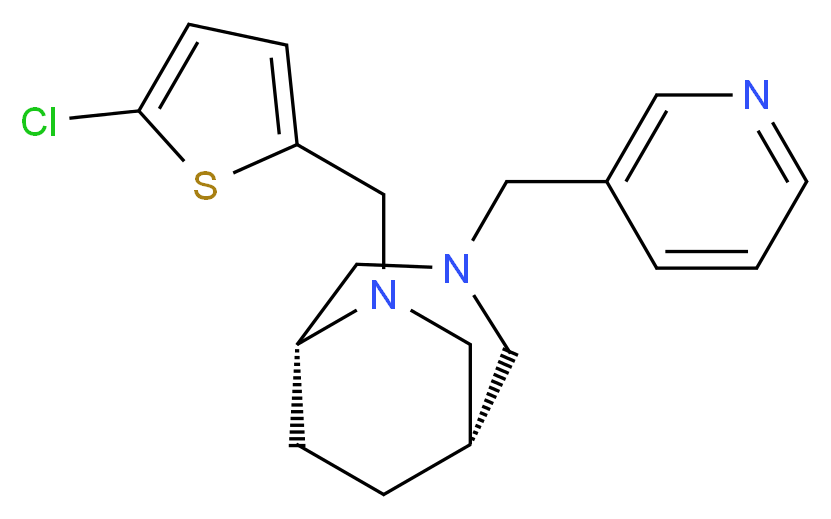 (1S*,5R*)-6-[(5-chloro-2-thienyl)methyl]-3-(pyridin-3-ylmethyl)-3,6-diazabicyclo[3.2.2]nonane_Molecular_structure_CAS_)