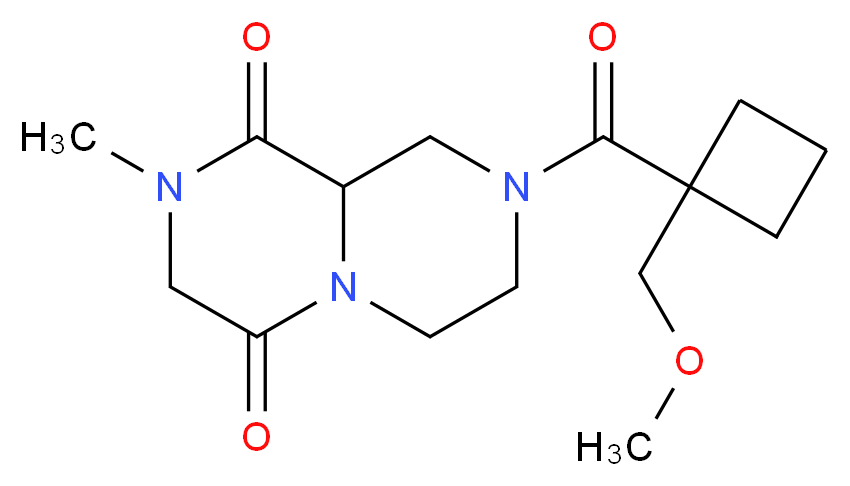 8-{[1-(methoxymethyl)cyclobutyl]carbonyl}-2-methyltetrahydro-2H-pyrazino[1,2-a]pyrazine-1,4(3H,6H)-dione_Molecular_structure_CAS_)