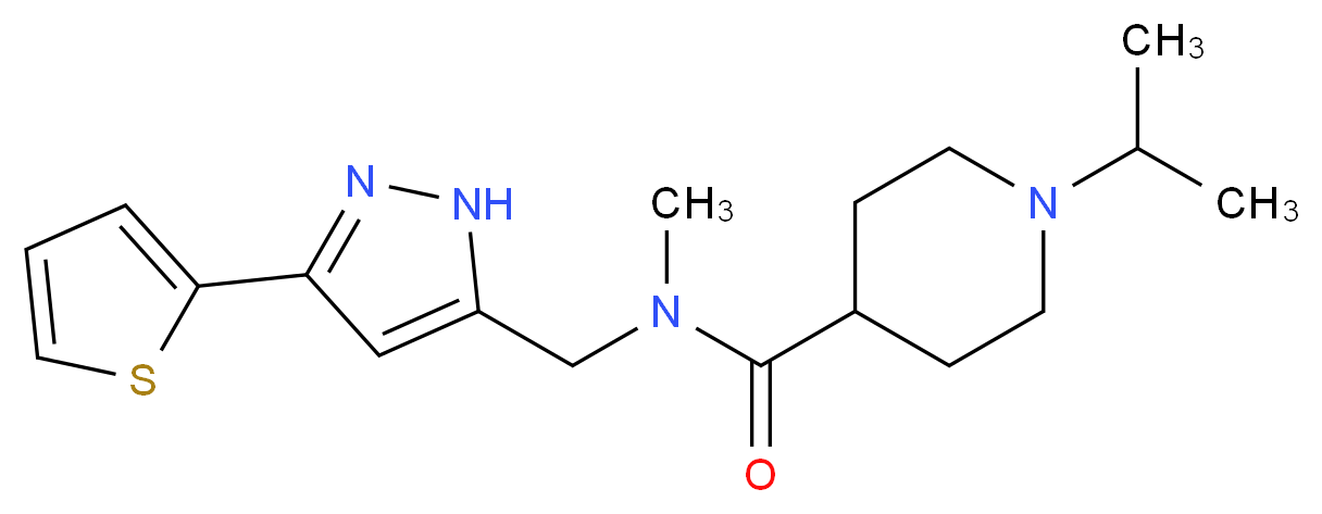 1-isopropyl-N-methyl-N-{[3-(2-thienyl)-1H-pyrazol-5-yl]methyl}piperidine-4-carboxamide_Molecular_structure_CAS_)