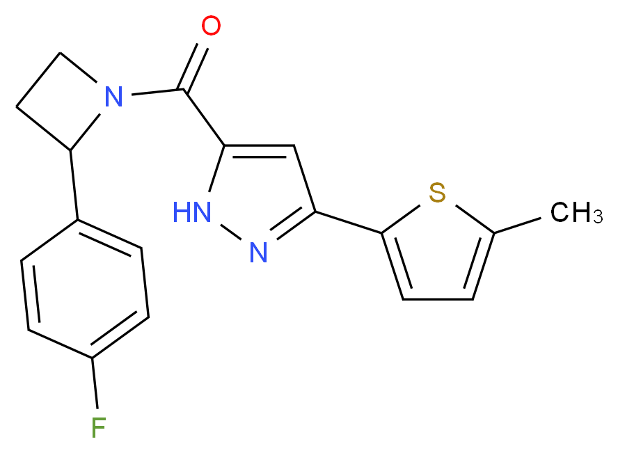 5-{[2-(4-fluorophenyl)-1-azetidinyl]carbonyl}-3-(5-methyl-2-thienyl)-1H-pyrazole_Molecular_structure_CAS_)