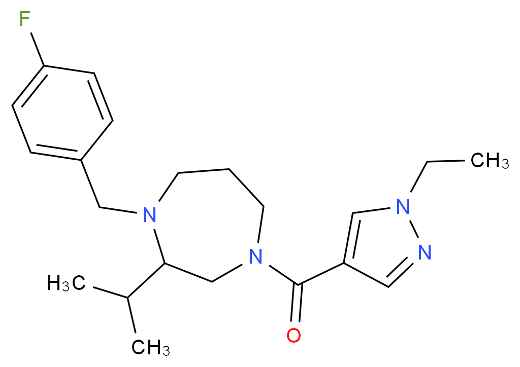 4-[(1-ethyl-1H-pyrazol-4-yl)carbonyl]-1-(4-fluorobenzyl)-2-isopropyl-1,4-diazepane_Molecular_structure_CAS_)