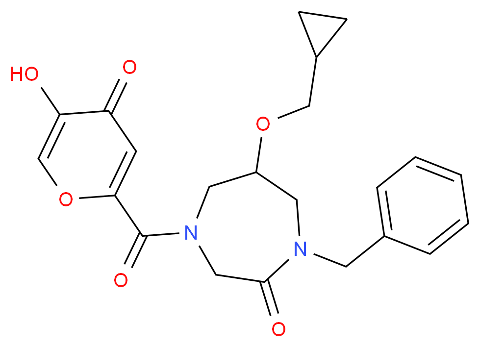 1-benzyl-6-(cyclopropylmethoxy)-4-[(5-hydroxy-4-oxo-4H-pyran-2-yl)carbonyl]-1,4-diazepan-2-one_Molecular_structure_CAS_)