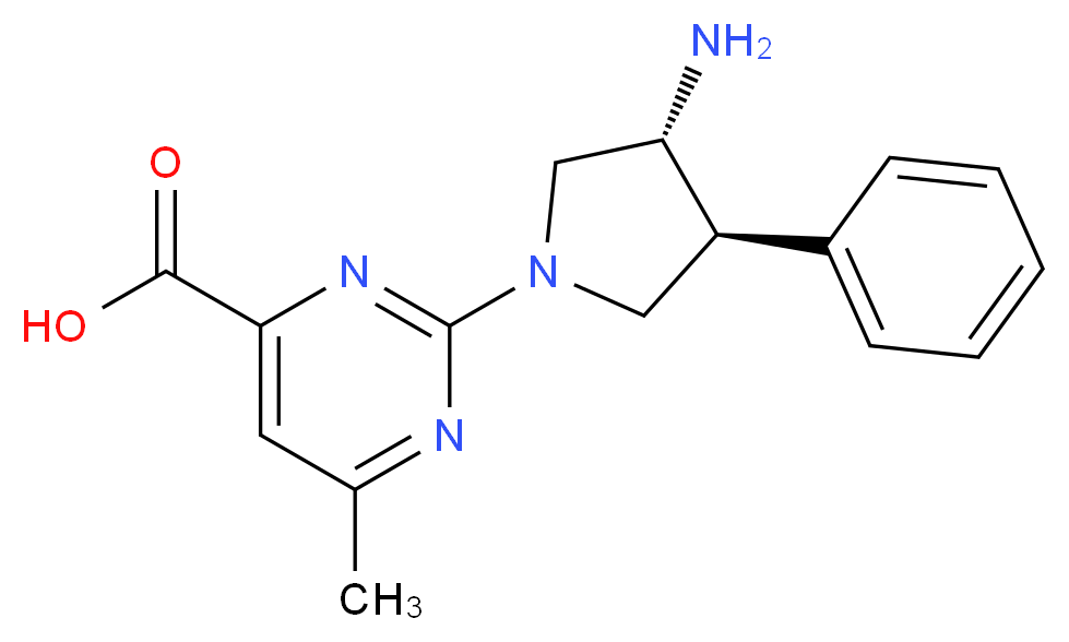 2-[(3R*,4S*)-3-amino-4-phenylpyrrolidin-1-yl]-6-methylpyrimidine-4-carboxylic acid_Molecular_structure_CAS_)