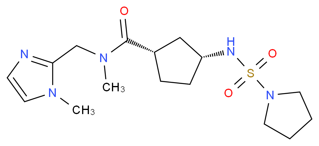 (1S*,3R*)-N-methyl-N-[(1-methyl-1H-imidazol-2-yl)methyl]-3-[(1-pyrrolidinylsulfonyl)amino]cyclopentanecarboxamide_Molecular_structure_CAS_)