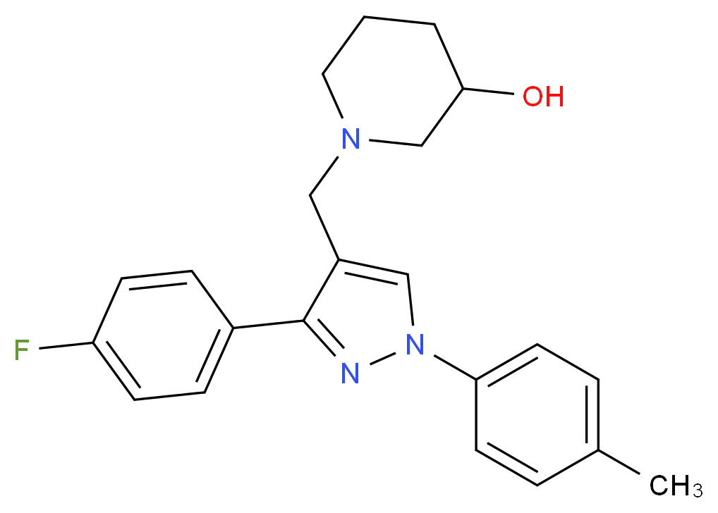 1-{[3-(4-fluorophenyl)-1-(4-methylphenyl)-1H-pyrazol-4-yl]methyl}-3-piperidinol_Molecular_structure_CAS_)