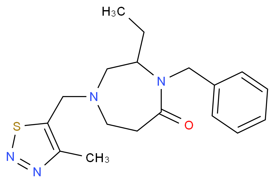 4-benzyl-3-ethyl-1-[(4-methyl-1,2,3-thiadiazol-5-yl)methyl]-1,4-diazepan-5-one_Molecular_structure_CAS_)