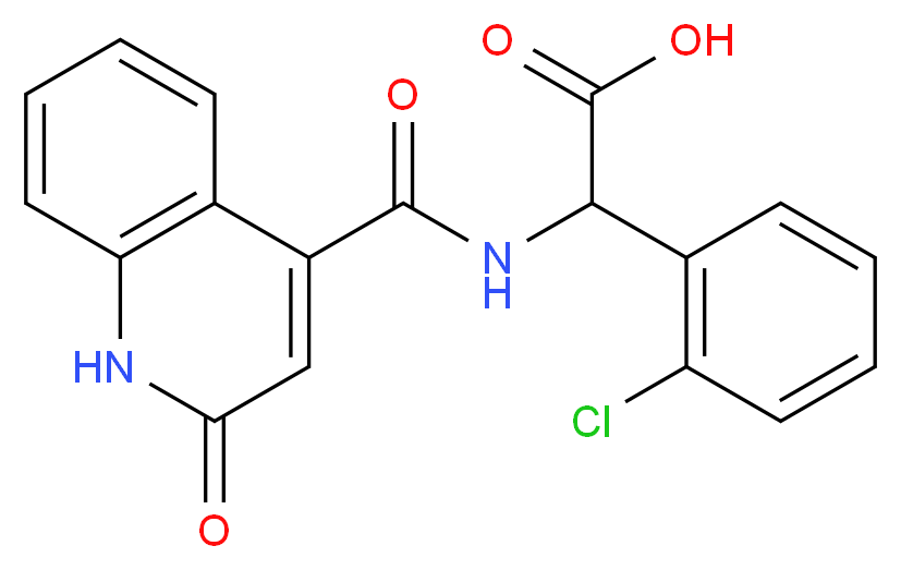 (2-chlorophenyl){[(2-oxo-1,2-dihydro-4-quinolinyl)carbonyl]amino}acetic acid_Molecular_structure_CAS_)