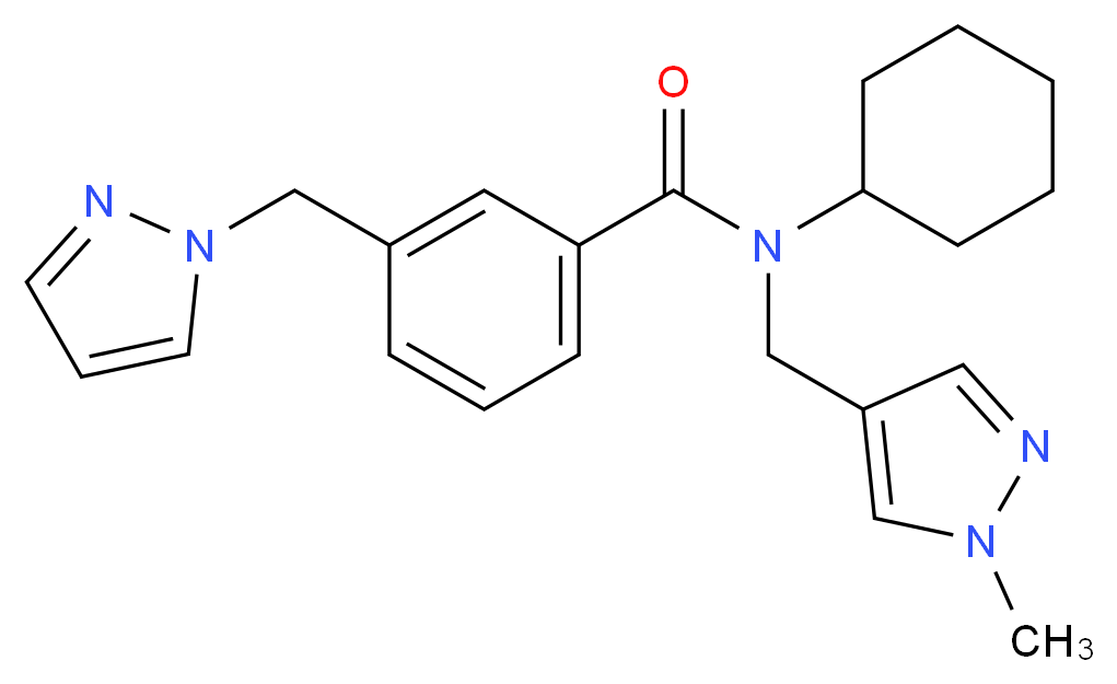 N-cyclohexyl-N-[(1-methyl-1H-pyrazol-4-yl)methyl]-3-(1H-pyrazol-1-ylmethyl)benzamide_Molecular_structure_CAS_)