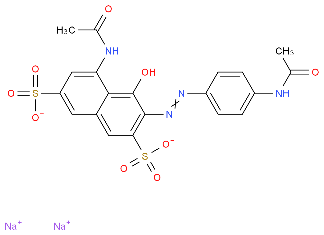 disodium 5-acetamido-3-(4-acetamidophenyl)azo-4-hydroxyNaphthalene-2,7-disulphonate_Molecular_structure_CAS_4321-69-1)