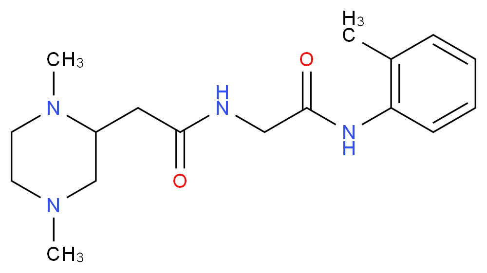 N~2~-[(1,4-dimethyl-2-piperazinyl)acetyl]-N~1~-(2-methylphenyl)glycinamide_Molecular_structure_CAS_)