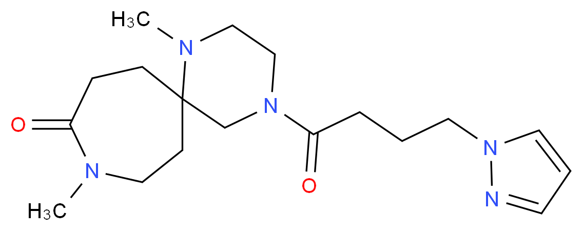1,9-dimethyl-4-[4-(1H-pyrazol-1-yl)butanoyl]-1,4,9-triazaspiro[5.6]dodecan-10-one_Molecular_structure_CAS_)