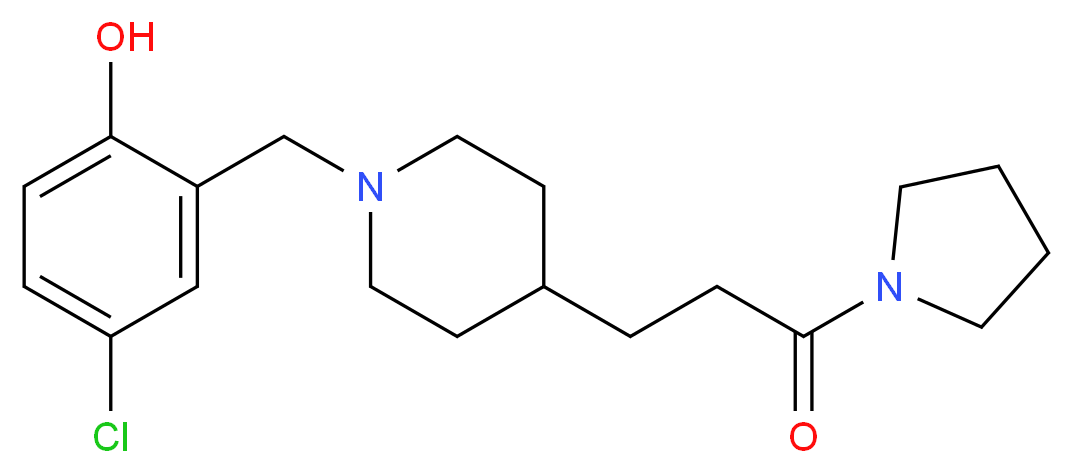 4-chloro-2-({4-[3-oxo-3-(1-pyrrolidinyl)propyl]-1-piperidinyl}methyl)phenol_Molecular_structure_CAS_)