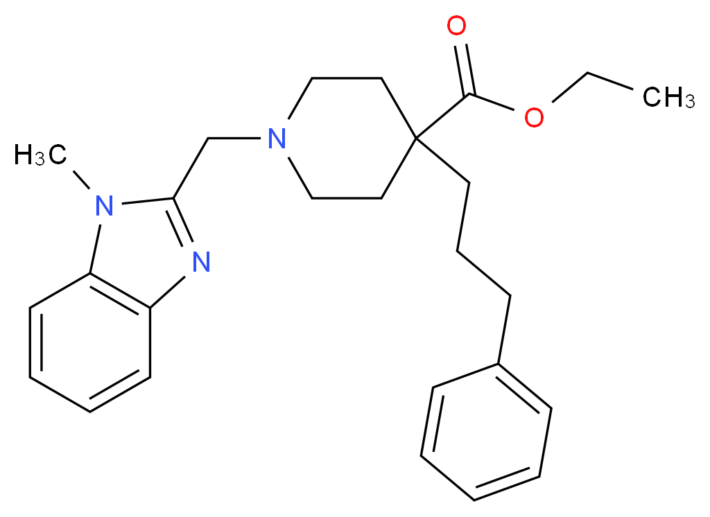 ethyl 1-[(1-methyl-1H-benzimidazol-2-yl)methyl]-4-(3-phenylpropyl)-4-piperidinecarboxylate_Molecular_structure_CAS_)