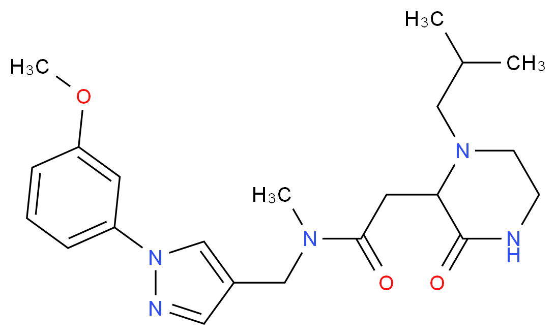 2-(1-isobutyl-3-oxo-2-piperazinyl)-N-{[1-(3-methoxyphenyl)-1H-pyrazol-4-yl]methyl}-N-methylacetamide_Molecular_structure_CAS_)