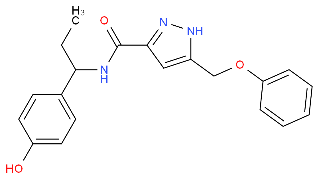 N-[1-(4-hydroxyphenyl)propyl]-5-(phenoxymethyl)-1H-pyrazole-3-carboxamide_Molecular_structure_CAS_)