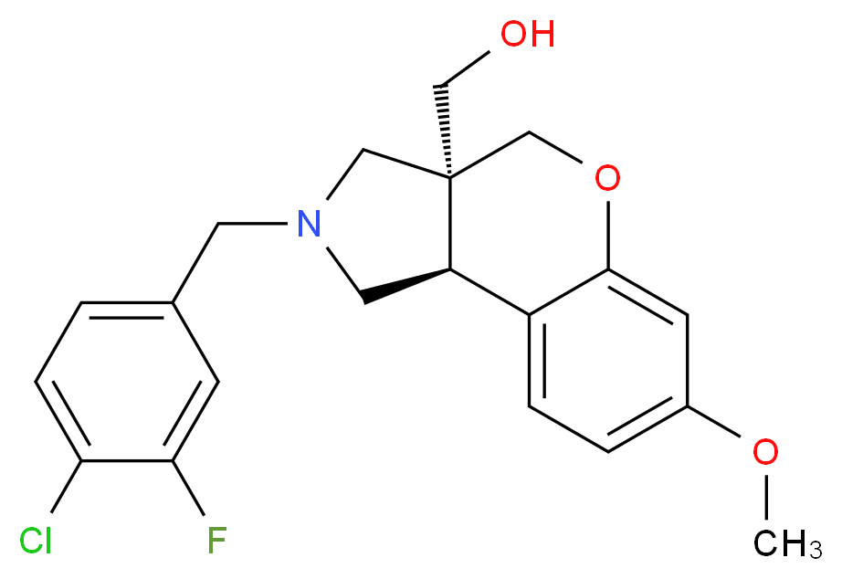 [(3aS*,9bS*)-2-(4-chloro-3-fluorobenzyl)-7-methoxy-1,2,3,9b-tetrahydrochromeno[3,4-c]pyrrol-3a(4H)-yl]methanol_Molecular_structure_CAS_)
