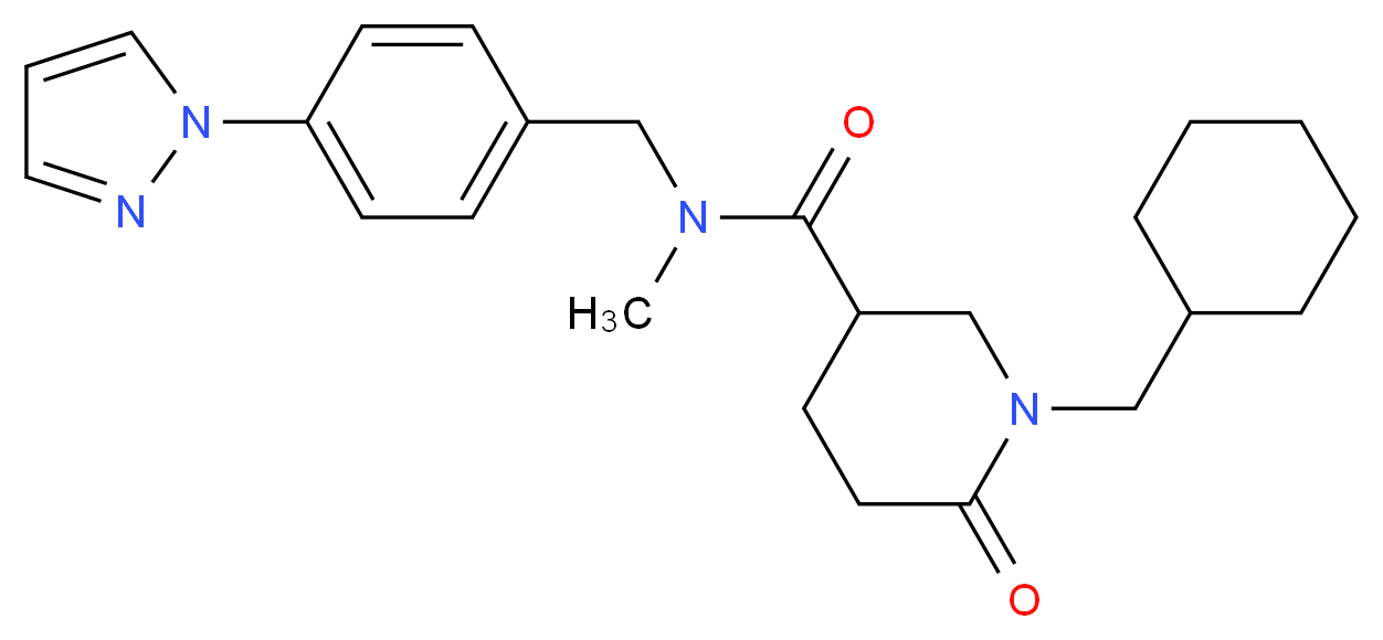 1-(cyclohexylmethyl)-N-methyl-6-oxo-N-[4-(1H-pyrazol-1-yl)benzyl]-3-piperidinecarboxamide_Molecular_structure_CAS_)