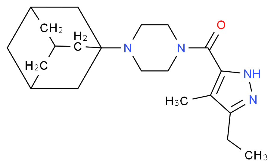 1-(1-adamantyl)-4-[(3-ethyl-4-methyl-1H-pyrazol-5-yl)carbonyl]piperazine_Molecular_structure_CAS_)