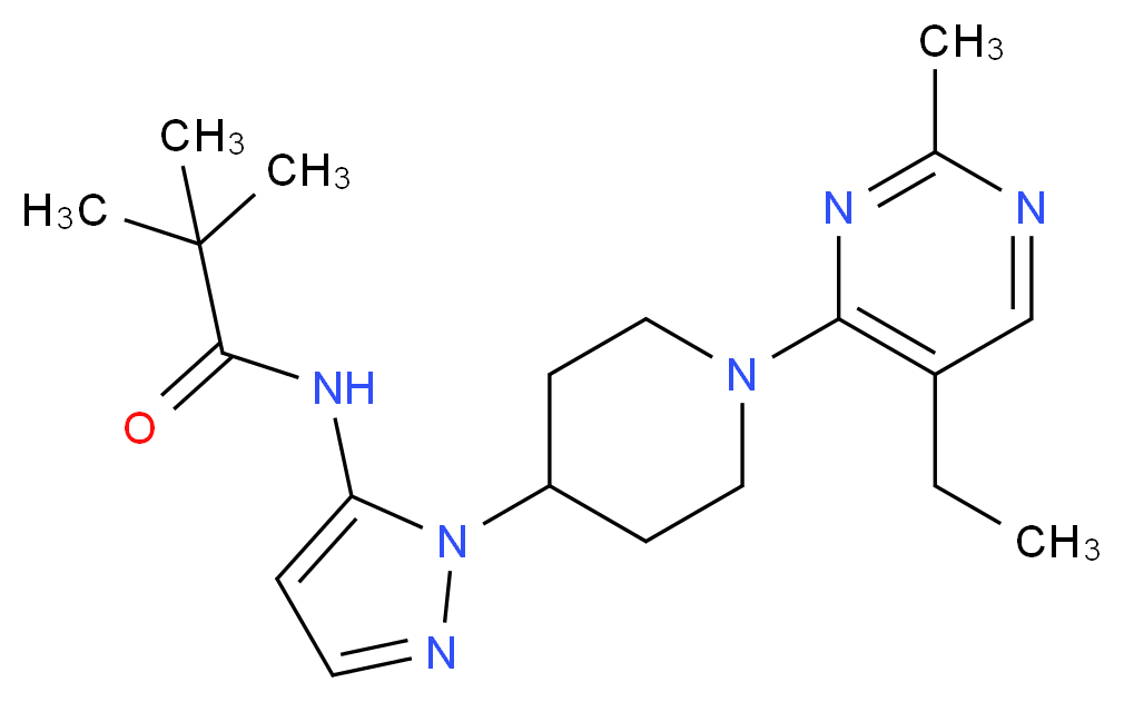 N-{1-[1-(5-ethyl-2-methylpyrimidin-4-yl)piperidin-4-yl]-1H-pyrazol-5-yl}-2,2-dimethylpropanamide_Molecular_structure_CAS_)