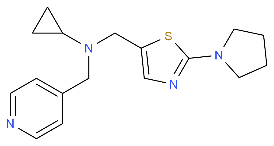 N-(pyridin-4-ylmethyl)-N-[(2-pyrrolidin-1-yl-1,3-thiazol-5-yl)methyl]cyclopropanamine_Molecular_structure_CAS_)