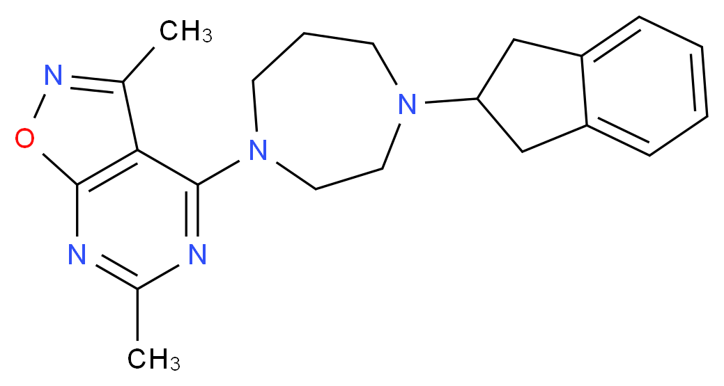 4-[4-(2,3-dihydro-1H-inden-2-yl)-1,4-diazepan-1-yl]-3,6-dimethylisoxazolo[5,4-d]pyrimidine_Molecular_structure_CAS_)